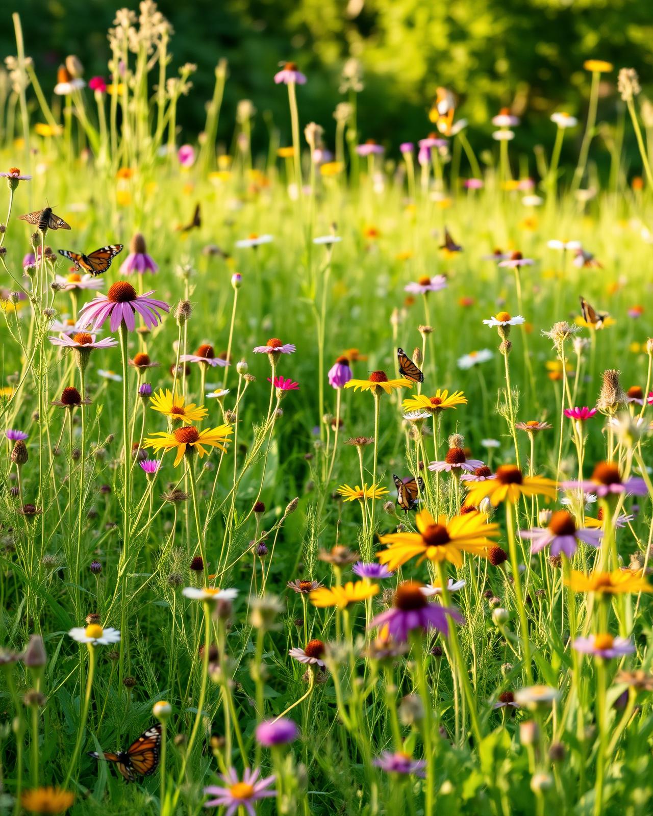 Wildflower meadow with butterflies